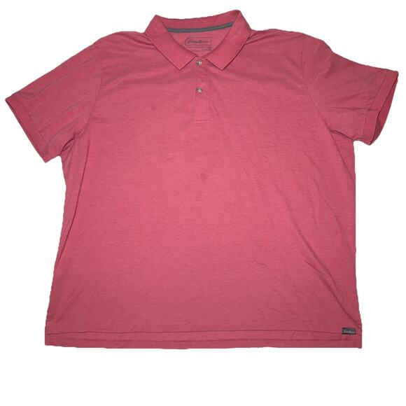 EDDIE BAUER 3XL TALL SHORT SLEEVE SALMON COLOR SHORT SLEEVE 2 BUTTON UP COLLARED - Picture 1 of 9